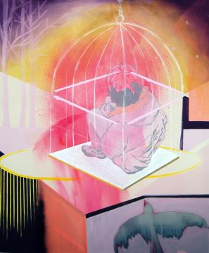 SKORNŠEK URŠULA, THE SHIFT, 2017, akril, kreda na platnu, 180x150cm